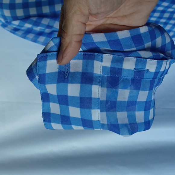 Express The Portofino Shirt size XS blue & white semi-sheer blouse - Picture 3 of 7